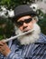 Old African American Musician Playing Flute