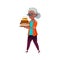 old african lady carrying birthday cake on party cartoon vector