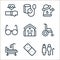old age line icons. linear set. quality vector line set such as elder people, domino, hospital bed, wheelchair, home, glasses,