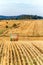 Old agricultural barn in the Czech Republic. Harvested field. Morning on the farm  in Czech Republic