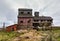 Old agricultural granary. Abandoned, forlorn collective farm.