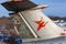 Old aircraft tail with USSR star