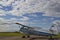 Old aircraft under the blue sky