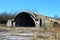 An old airfield with abandoned aircraft hangar military landscape