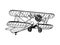Old airplane biplane engraving vector