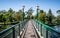 Old Albert bridge an heritage footbridge over Torrens River with street light in Adelaide South Australia