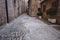 Old alley in Ripatransone, marche region, Italy