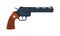 Old American colt revolver wild west handgun danger crime ammunition or metal protection flat vector.