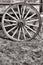 Old American Prairie Schooner Wagon Wood Wheel