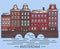 Old Amsterdam Holland houses on bridge set vector