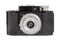 Old analog camera on film 35mm format isolated on a white background