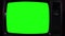 Old Analogue Television with Chroma Key Green Screen. Front Angle View.