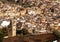 Old ancient city ruin wall and downtown of Fes, Morocco