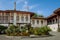 The old ancient eastern house with a garden and fountain