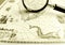 Old Ancient sea chart, magnifier