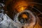 Old ancient spiral staircase in the well Tik Kuyu, in Chufut Kale, Bakhchisaray, Crimea Bakhchisarai Crimea