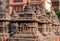 Old ancient stone structures with intricate details of statue of Hindu Gods and Goddesses carved at Swayambhunath Stupa in