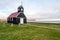 Old ancient wooden church called SaurbÃ¦jarkirkja in Raudasandur beach in Iceland.