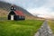 Old ancient wooden church called SaurbÃ¦jarkirkja in Raudasandur beach in Iceland