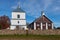 Old ancient wooden church of St Michael the Archangel and bell tower in Netech village, Grodno region, Belarus