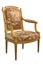 Old antique classic style vintage gilded wooden chair with authentic tapestry