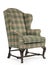 Old antique wing arm chair upholstered green isolated on white