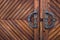 Old antique wooden door.  Retro door, close up.