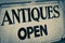 Old Antiques Shop Open Sign