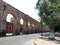 old aqueduct in the city  of Morelia, Michoacan, travel and tourism in Mexico