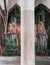 Old arch hall fresco wall painting of Fraumunster Church in Zurich Old town Altstadt