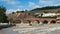 Old arched brick bridge in the Guba city, built in 1894, Azerbaijan travel