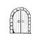 Old arched door doodle hand drawing