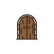 Old arched door filled outline icon