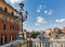 Old architecture on 20th September square in Bologna, Italy