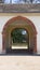 Old archway, passageway in a public outbuilding, with castle Favorite