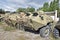 Old armored personnel carrier waiting for repair and modernization