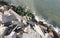 old asbestos-cement roof tiles on one of the dams on the Black Sea