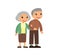 Old asian couple. Senior couple smiling and walking together.