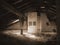 An old attic under a roof