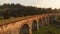 The old Austrian stone railway bridge viaduct in Ukraine.