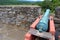 Old authentic canon ready to fire through stone wall towards enemies of Fort Ticonderoga, New York, 2016