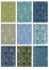 Old background images ACEO ATC cards damask decoration blue green navy