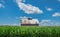 Old Barn in Cornfield With Cloud