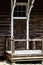 Old barn door with stoop and railing