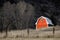 Old Barn in Field in Late Fall Autumn Brown Grass No Leaves