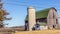 Old barn with green roof