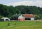 Old barn with green round roof