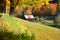 Old barn nestled in Vermont mountains