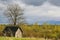 Old barn scene in western Russia. rustic old farm building. old rustic barn. Pskov oblast, Northwest part of Russia, Europe.