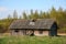 Old barn scene in western Russia. rustic old farm building. old rustic barn. Pskov oblast, Northwest part of Russia, Europe.